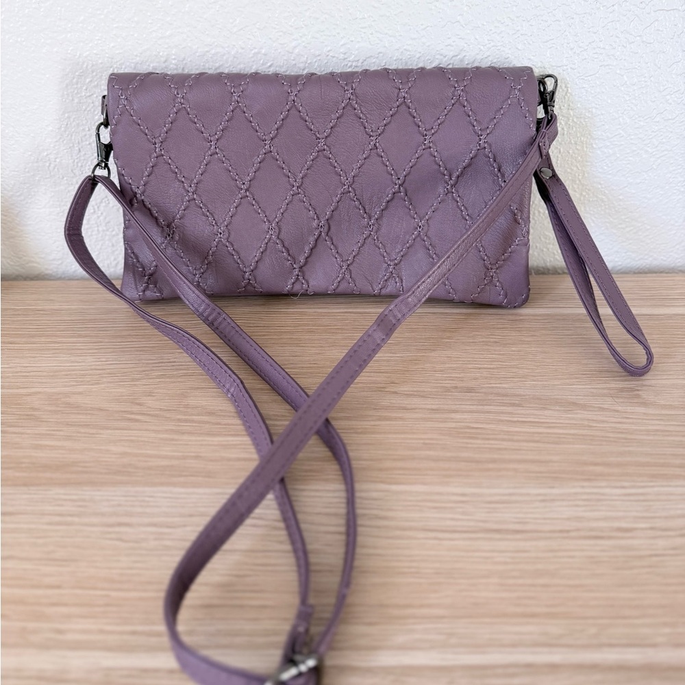 Purple Faux Leather Crossbody Clutch